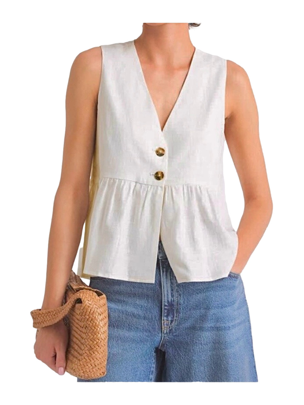 RW&Co ivory linen blend waistcoat